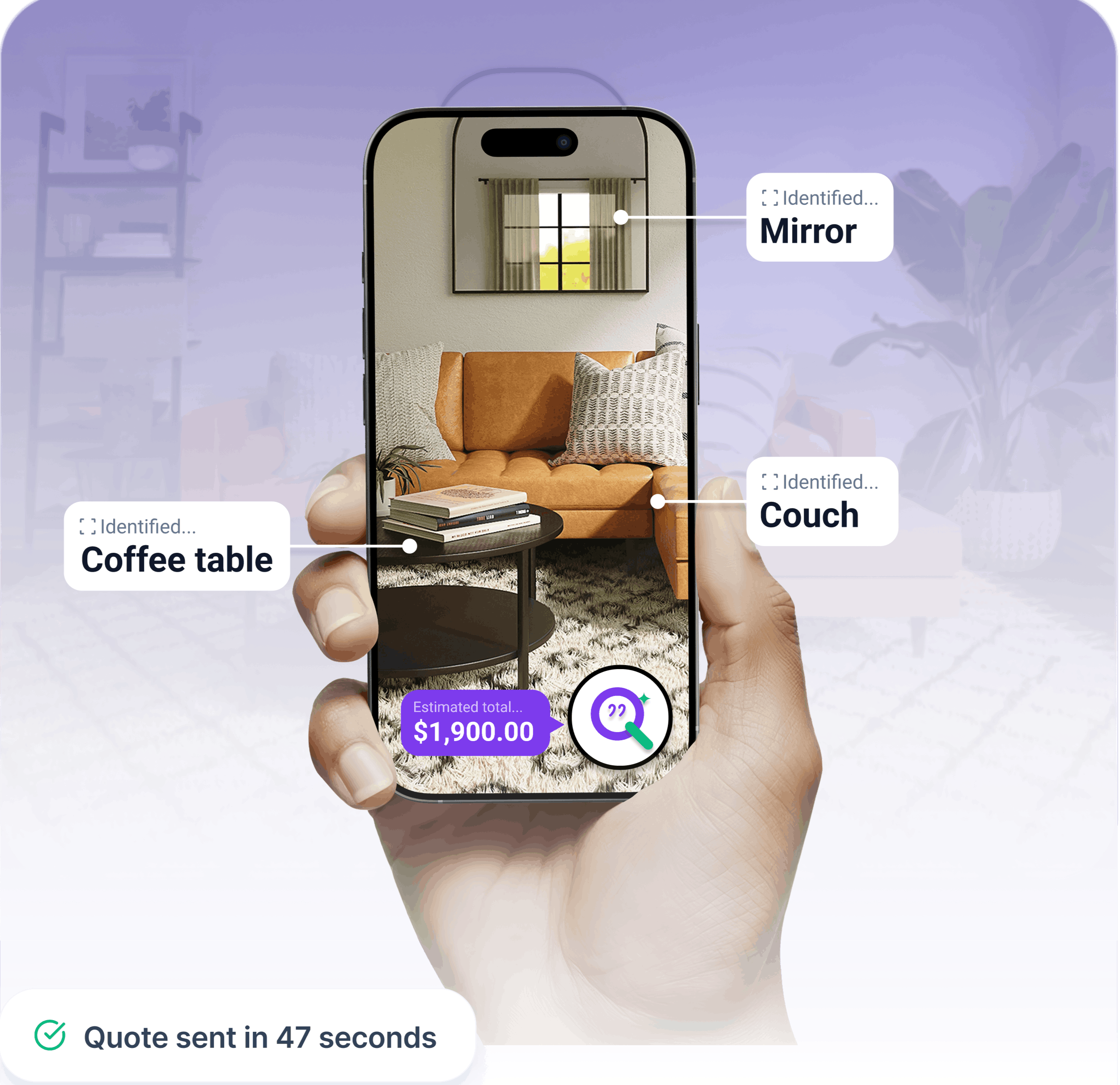 Quotely Vision Agent app preview — quote sent in 47 seconds